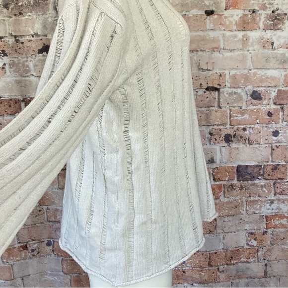 Knit Ribbed Sweater Drop Shoulder Off-WhiteSz Medium - Picture 4 of 10